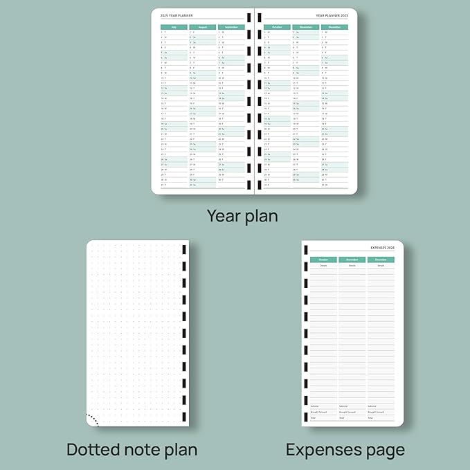 POPRUN Pocket Planner 2025-2026 (Slim Size 3.5'' x 6.5'') Academic Purse Calendar (July 2025 - June 2026) with Hourly Time Slots, 100GSM Thick Paper, Spiral Soft Cover - Black