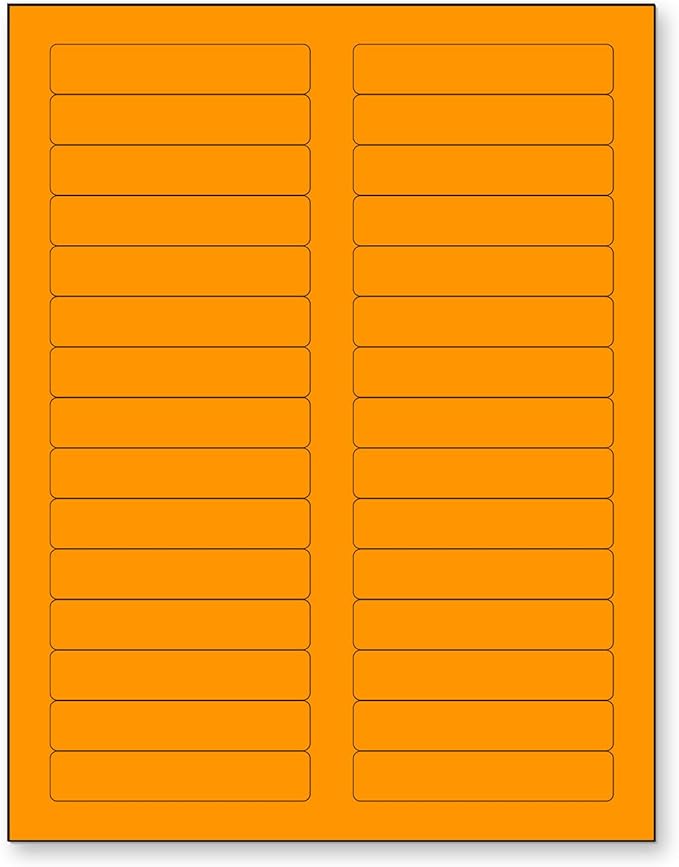 NextDayLabels 8-1/2 x 11 Neon Color High Light Fluorescent Labels for Laser & Inkjet Printer (Orange Fluorescent, 2/3" x 3-7/16" - 30 Per Page | 750 Labels)