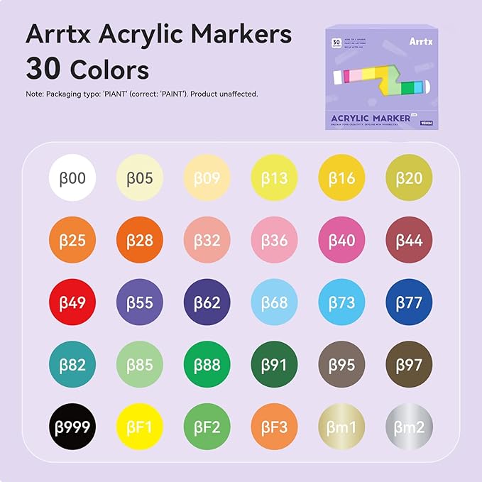 Arrtx 30 Color Acrylic Jumbo Markers 15mm Jumbo Felt Tip, Acrylic Paint Pens for Rock Painting, Stone, Glass, Easter Egg, Wood and Fabric Painting-Acrylic Markers DIY Crafts Making Art Supplies