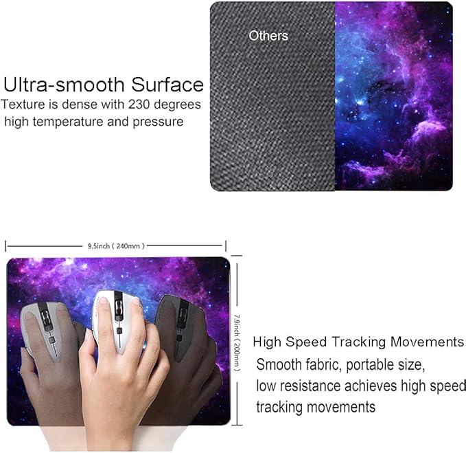 Mouse Pad, Galaxy Mouse Pad, Cute Square Waterproof Mouse Mat Non-Slip Rubber Base Computer Mousepad for Office Laptop
