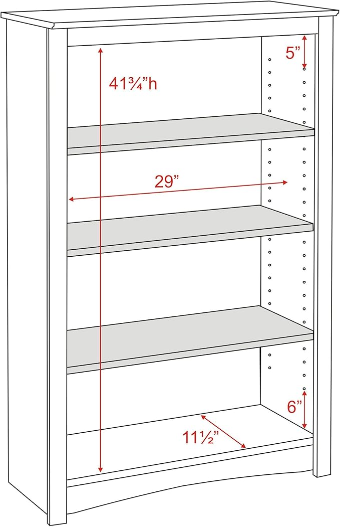 Prepac Sonoma 4-Tier Bookcase 48"H with 3 Adjustable Shelves, Espresso Storage Cabinet, Modern Display Cabinet, Bookshelf with Storage Shelves for Home Office, Living Room, Bedroom Organizer