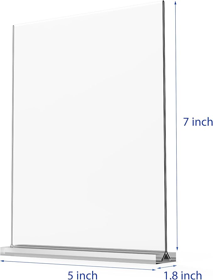newnewshow 5“x7” Acrylic Sign Holder 6 Pack Vertical T Shape Double-Sided Desktop Display Holder