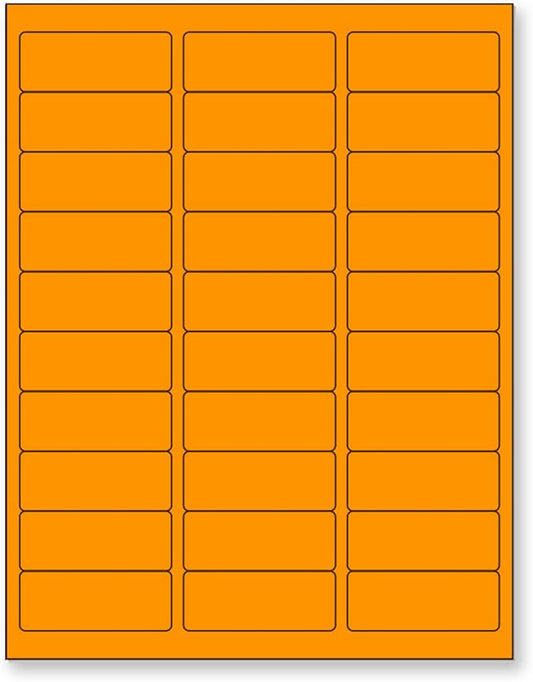 NextDayLabels - 8-1/2 x 11" Neon Color High Light Fluorescent Labels for Laser & Inkjet Printer (Orange Fluorescent, 1" x 2-5/8" - 30 Per Page | 3000 Labels)