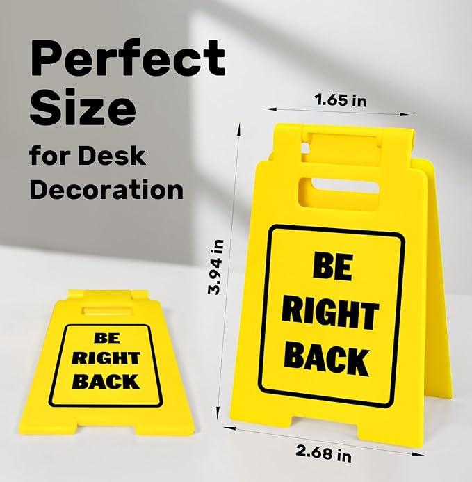 Be Right Back Desk Sign – Funny Office Decor, Sarcastic Desk Accessory for Work, Cool Coworker Gift, Office Sign for Workspace