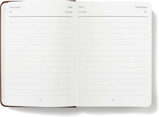 Wykeham's Executive 2026 Daily Journal Planner – US Public Holidays & Format – Customization Available (Personalized Brown, 6”×4.5”)