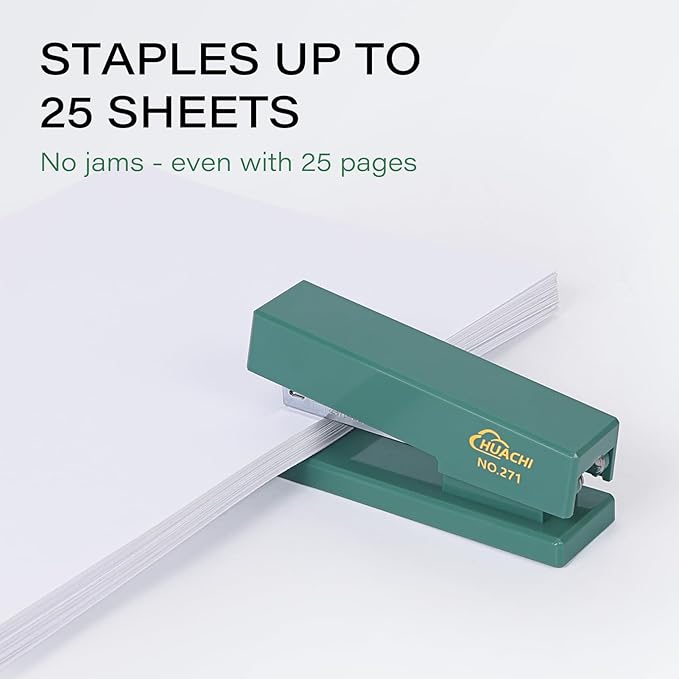 Desktop Stapler 2-Pack, Durable Office Stapler, 25 Sheet Capacity, Includes 1000 Staples for Home and Office Use (2, Powder)