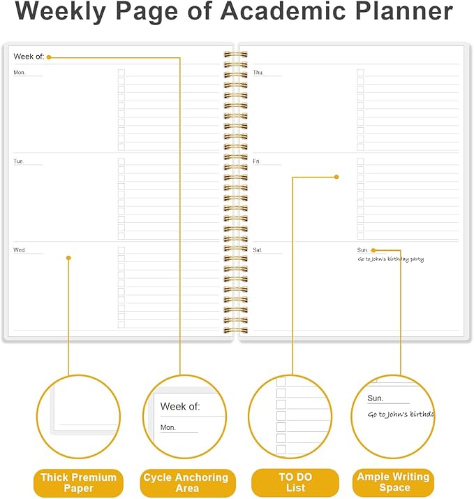 Academic Planner for 2026 or Anytime - 8.5" x 11" Undated Weekly Student Planner For Homeschool, High School, College & Nursing Students, 200 Pages, Green