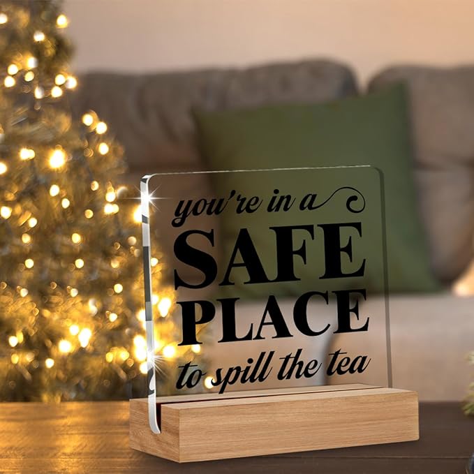 Counseling Therapy Office Decor, School Counselor Therapist Gifts, Social Worker Office Decorations, You're in A Safe Place Decorative Desk Signs Acrylic Plaque