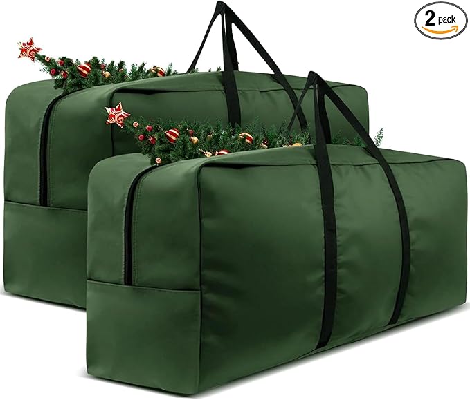 2 Pack 9-12 Ft Tall Christmas Tree Storage Bag 420D Xmas Tree Storage Bag Extra Large Artificial Christmas Tree Bag with Reinforced Carry Handles and Zippers