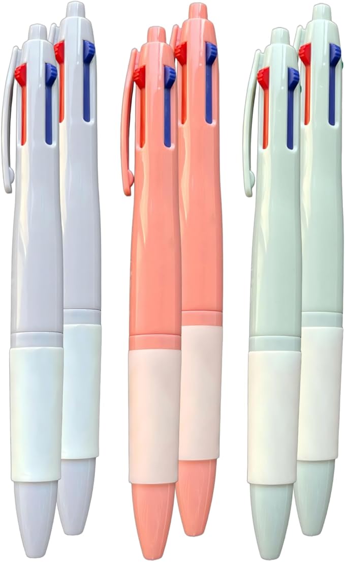 Multi Color Pen 6-pack Oil Gel pen 0.5mm Nipple-style Nib Smooth writing Multicolor Ballpoint Pen 4 colors in 1 Pen multicolor pen in one