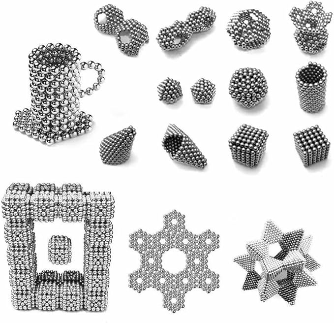 1000pcs Upgrade Balls Original Creative 3D Fidget Building Desk Toy for Stress Relief Beads Putty Toy Slime (Sliver-3MM-1000pcs)