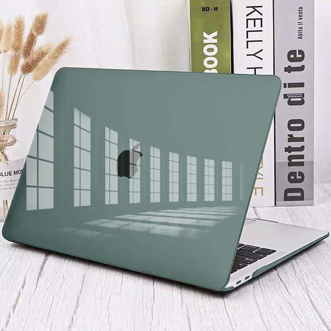 Compatible with MacBook Air 13 inch Case M1 Chip 2021-2018 Release A1932 A2179 A2337, Crystal Plastic Hard Shell Case Keyboard Cover Screen Film Dust Plug for Mac Air 13 2020, Midnight Green