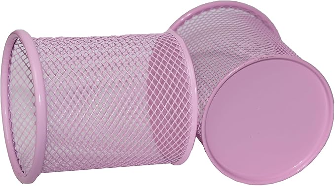 Pen Holder Mesh Pencil Holder Metal Pen Holder Cup Pencil Cup Holder for Desk Office Pen Organizer PINK, 4 Pack