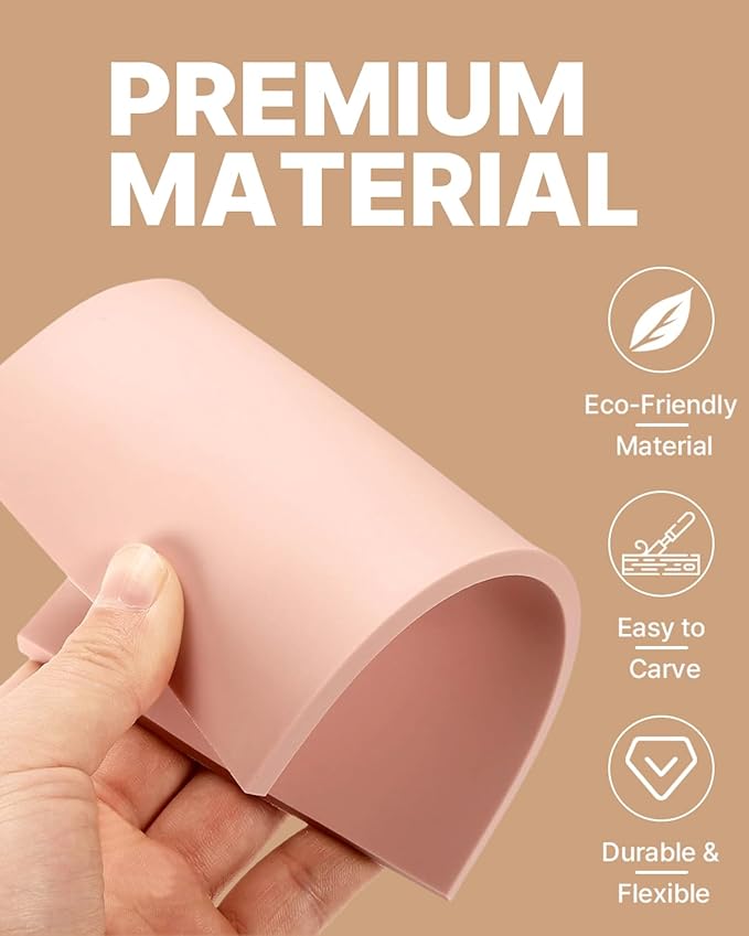 Rubber Linoleum Blocks for Printmaking: 10Pcs 4" x 6" Stamp Carving Kit - Perfect for Linocut Block Printing Supplies, Stamp Making, Craft Materials and DIY Art Projects