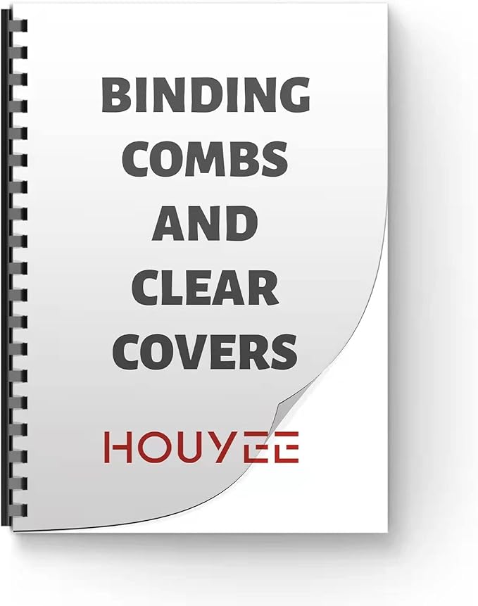 HOUYEE 2 Inch Plastic Binding Comb 19 Ring, 450 Sheet Capacity, Letter Size Black Comb Binding Spines (10 Pack)