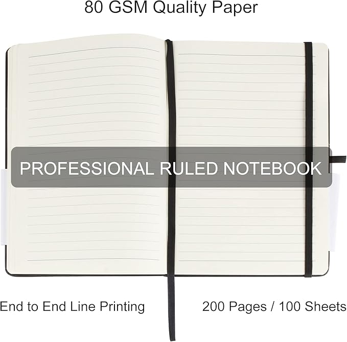 20 Pack Journals for Writing College Ruled Notebooks Journal in Bulk, Hardcover Notebooks (200Pages) for Note Talking, Lined Bullet Journals for Home School Office, 5.7"x8.4", Black