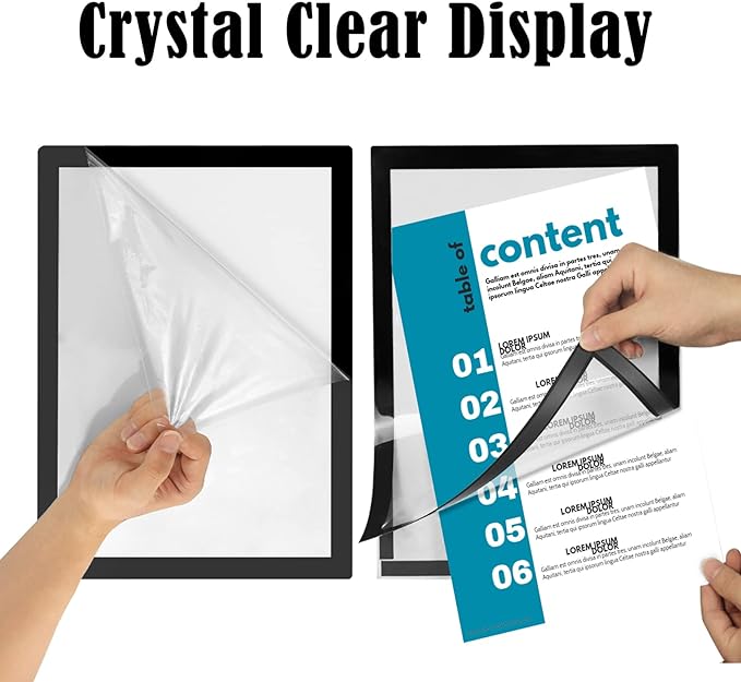 10Pcs Magnetic Poster Holder Self-adhesive Back,11"x17" Magnetic Framed Sign Holder,Plastic Window Wall Poster Display Frames for Office,Store,School(10Pcs,Black)