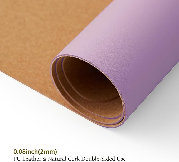 Cork Purple Desk Mat - Dual-Sided Desk Pad for Office and Home - Desk Organization and Accessories - Ideal for Large Mouse Pad and Desk Mats on Top of Desks(36"x 17")