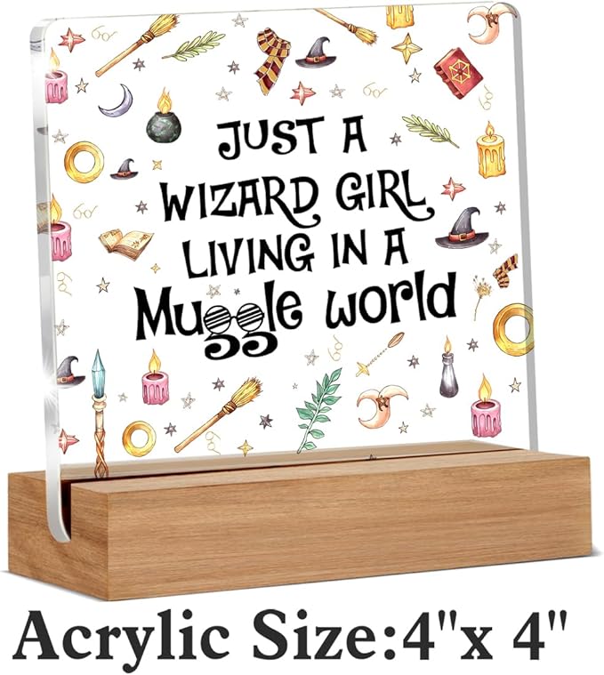 Magic Gifts for Women Besties, Wizard Girl Acrylic Plaque Gift for Friend Female Sister, Magic Wizard Gifts Desk Signs Decor 4 × 4 Inches