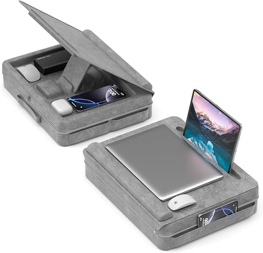 KDD Laptop Lap Desk with Cushion, Laptop Table with Storage for Bed & Sofa, Adjustable Lap Pillow Stand with Anti-Slip Strip & Cell Phone/Tablet Slot for Home Office College