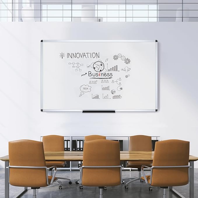 VIZ-PRO Dry Erase Board/Magnetic Whiteboard, 96 x 48 Inches, Large Wall Mounted Board for School Office and Home 8' x 4'