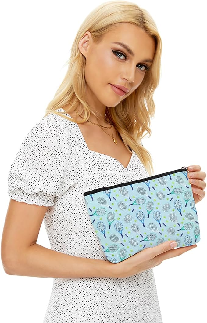 Tennis Gifts, Inspirational Tennis Makeup Bag, Tennis Accessories Tennis Gift Cosmetic Bag Toiletry Bag, Tennis Player Graduation Birthday Gifts for Women Girls Tennis Lovers Sister Girlfriend