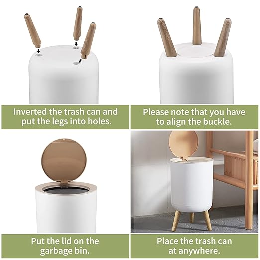 Trash can，7Liter/1.8 Gallon Garbage can with Press top Lid，Nordic Modern Waste Basket，Plastic Trash bin Suitable for Kitchen, Bathroom, Bedroom, Living Room, Office, Outdoor，Dog Proof Trash can……