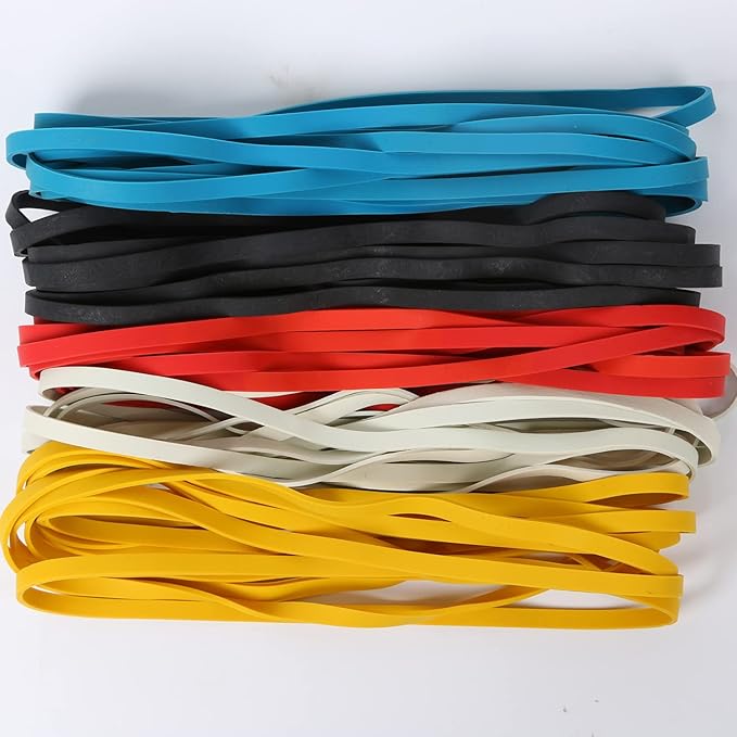﻿AMUU Rubber Bands Trash Can rubber bands 50 Pack 8inch Big Large Garbage Can Rubber Bands Elastic Rubber Bands for Office Supplies File Folders Box Books gifts Notebook 5 Colors