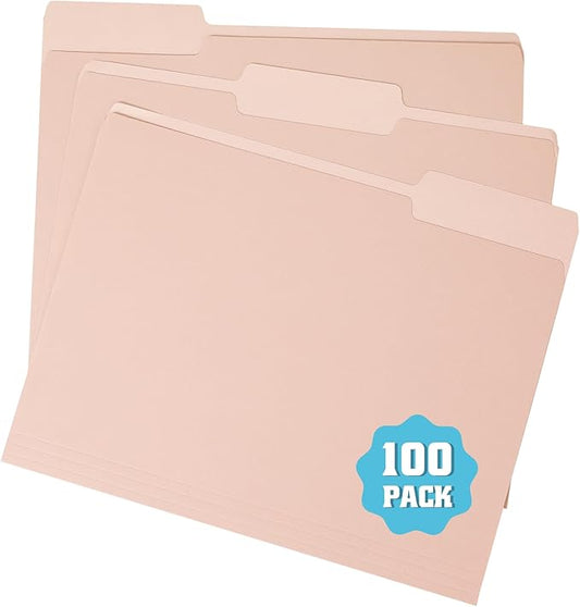 File Folders,100 Pack Manilla Folders 8.5x11,Colored File Folders Home Office School Supplies for Documents Files Paper(7590U)