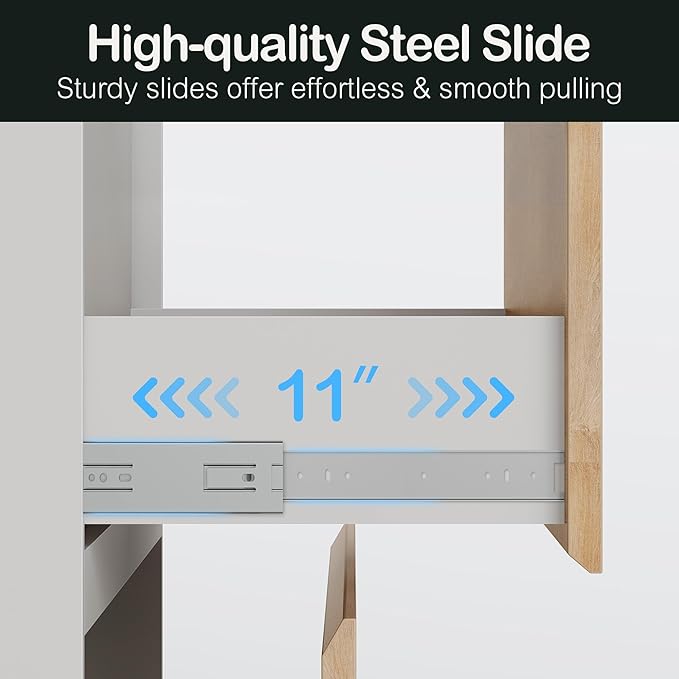 2 Drawer Lateral File Cabinet, 31W*28H Wood Filing Cabinet with Anti-tilt Mechanism, Home Office Storage Filing for Letter, A4 & Legal Size, Light Walnut