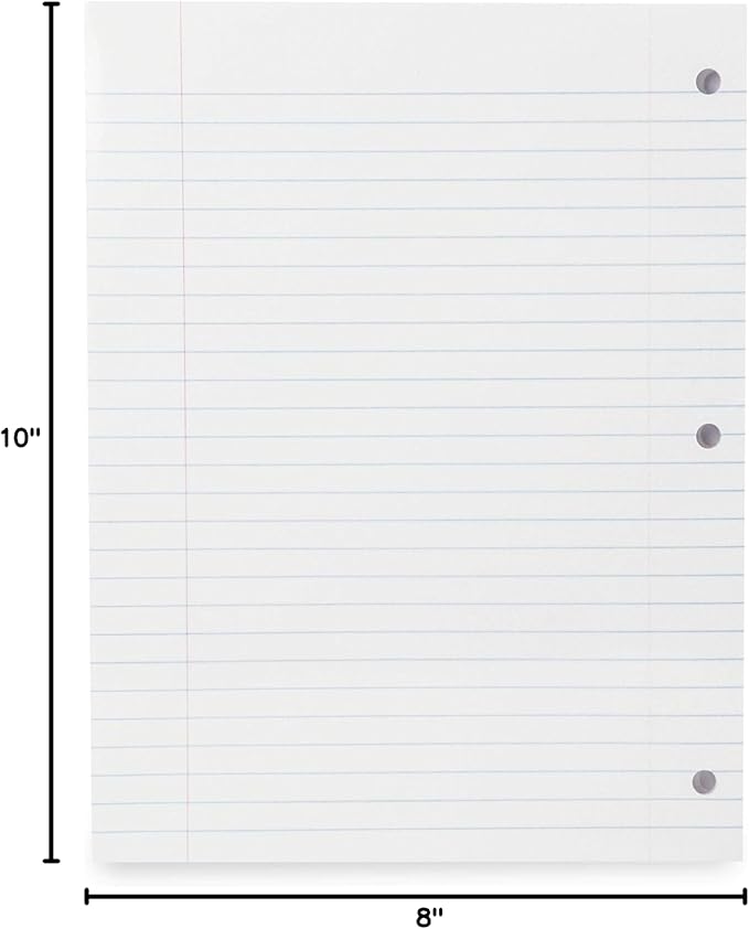 Mintra Office Filler Paper (Wide Ruled, 600 Sheets (6pks of 100))