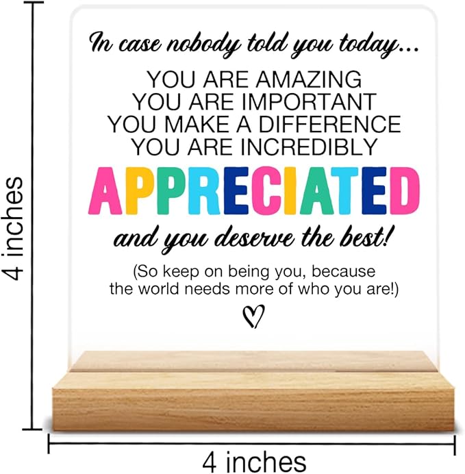 Thank You Appreciation Gifts for Colleague Coworker Boss Teacher, Inspirational Gifts for Women Men, Affirmation Gifts You Are Incredibly Appreciated Acrylic Desk Sign Decor