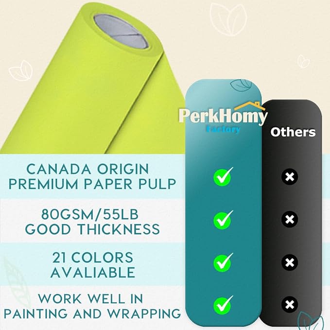 PerkHomy 48" x 2,400" (200') Neon Green Kraft Paper Roll for Craft Bulletin Board Paper Art Table Covering Crafting Gift Wrapping Bouquet Packing Parcel 80GSM 55LB (Neon Green, 48" x 200')