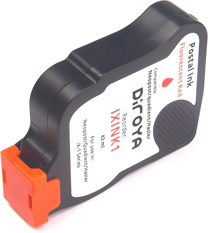 IXINK1 Ink Cartridge High Yield Replacement for Neopost Quadient Hasler iX-1 Series Franking Machine A0146668 Fluorescent Red Postage Meter Ink
