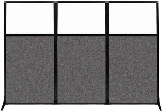 Versare Workstation Partition | Portable Wall Divider | Modern Office Cubicle | Free Standing Privacy Screen | Flexible Work Space | 99" x 70" W/Window, Charcoal Gray Fabric Panels