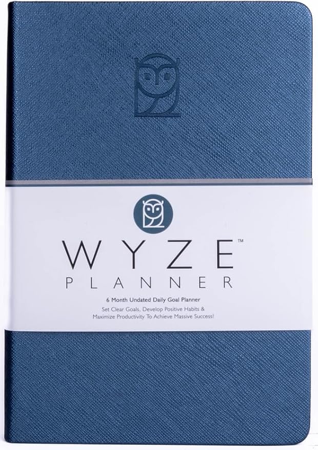 Undated Daily Planner – 6-Month A5 Productivity Organizer with Full Page Per Day, Hourly Schedule, Goal Setting, Habit Tracker, Weekly & Monthly Pages – Hardcover Time Management Notebook (Blue)