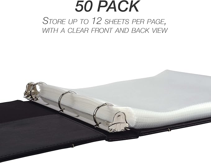 Samsill 50 Pack Sheet Protectors, 8.5x11 Inch Page Protectors for 3 Ring Binder, Standard Weight, Clear Protector, Letter Size, Top Loading, Acid Free