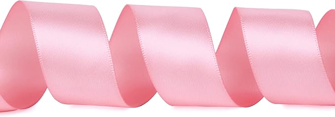Ribbli Double Faced Pink Satin Ribbon,1” x Continuous 25 Yards,Use for Bows Bouquet,Gift Wrapping,Baby Shower,Floral Arrangement