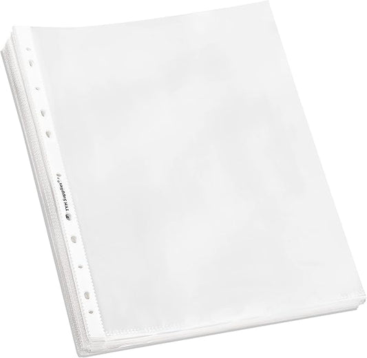 TYH Supplies 50 Pack Clear Sheet Protectors for 3 Ring Binder | 8.5 x 11 Inch | Glossy Standard 11 Hole Plastic Page Protectors for Home, Office, and School | Top Loader Plastic Sleeves