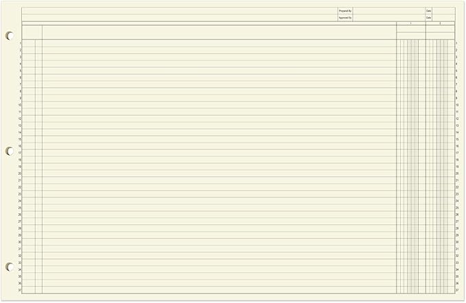 BookFactory Ledger Sheets/Large 2 Column Accounting Ledger Columnar (Two Columns) Loose Leaf Paper - 17'' x 11'', 50 Pages, Loose Leaf, 3 Hole Punched (SHEET-050-CLCLL(17x11-Ledger-2)-AX)