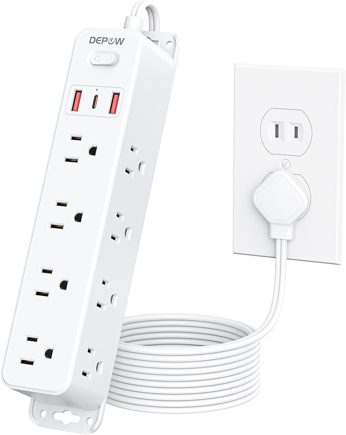 2 Prong Power Strip with 12 AC Outlets, 2 to 3 Prong Adapter, 3 USB Ports (1 USB C), 5FT Extension Cord, 1700J Two Prong Surge Protector, Wall Mountable, Ideal for Old House Non-Grounded Outlets