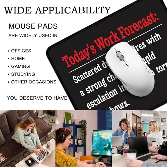 Today's Work Forecast Rectangular Mouse Pad, Funny Mouse Pads for Desk, Coworker Sarcastic Gifts, Office Gifts for Coworkers, Funny Employee Gifts for Colleagues, Sarcastic Teacher Gifts E