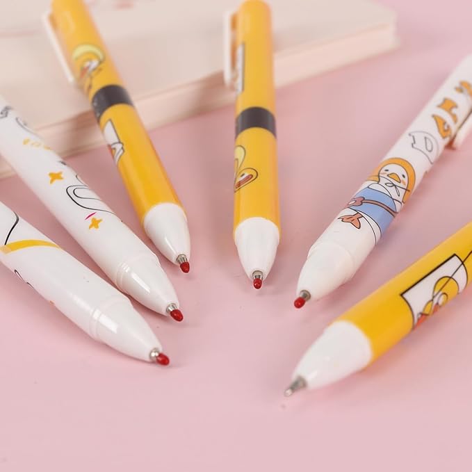 XIUSHE 12PCS Comfortable Writing Pens Retractable Gel Pens Novelty Pretty Journaling Pens,Black Ink Medium Point 0.5mm Gift School Supplies Office Party Birthday Gifts (Yellow duck,12)