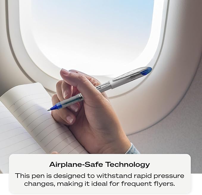 Vision Elite Rollerball Pens, Bold Point (0.8mm), Black/Blue/Red/Purple Ink, 8 count, Bundle with Plastic Reusable Pouch