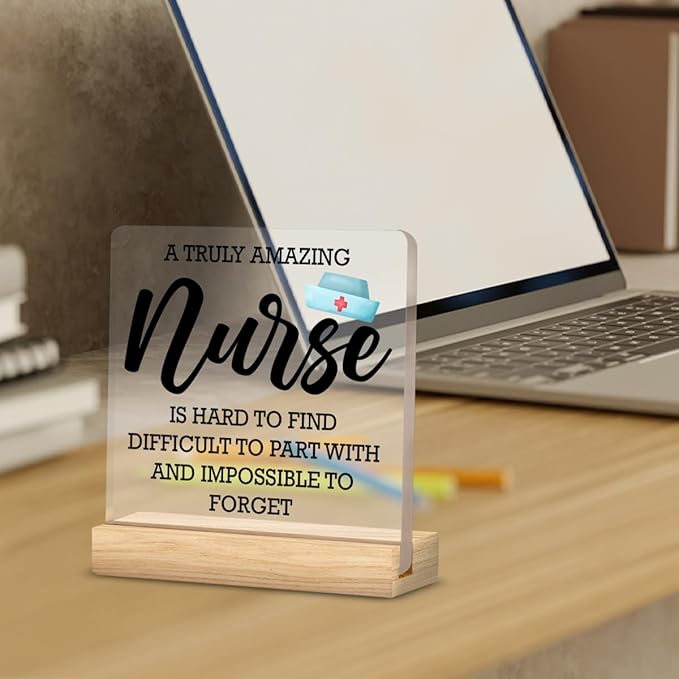 Nurse Appreciation Gift - Truly Amazing Nurse Clear Desk Decorative Sign for Retirement, Leaving, New Job - Home Office Acrylic Decor