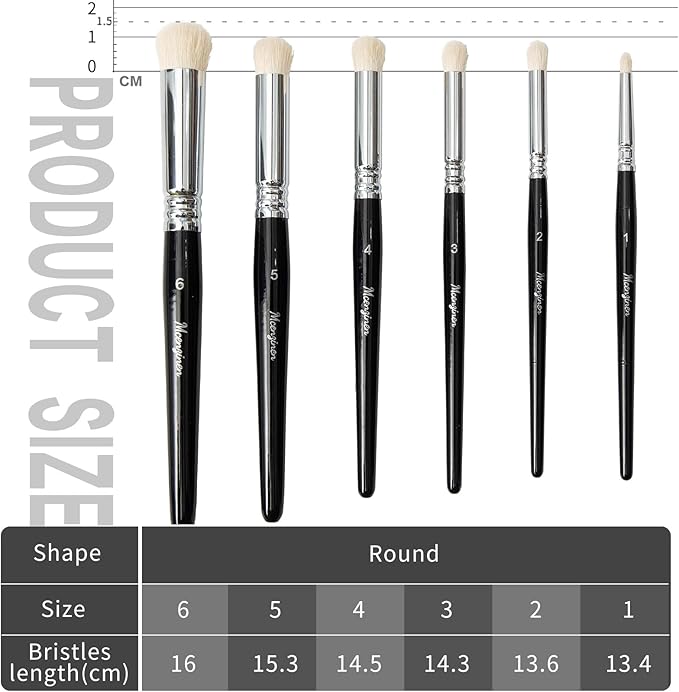 6 Pieces Exquisite Detail Paint Brush Set with Copper Tube and Special Double - Wire - Binding Process,Birch Wood Pen,Circular Grip. Suitable Oil,Watercolour,Acrylic,Digital Painting