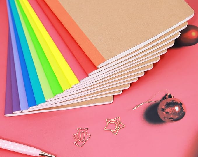 24 Pack A5 Kraft Notebooks, 60 Lined Pages Travel Journal Bulk, Soft Cover Notebooks for Women Girls Students, Making Plans Writing Memos Office School Supplies, 8.3 X 5.5 in