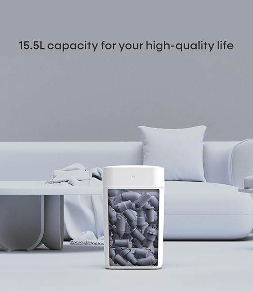 TOWNEW T1S 4.1 Gallon Automatic Self-Sealing and Self-Changing, Motion Sense Activated Trash Can, 2024 Upgrade Smart Garbage Can with Lid for Kitchen Bathroom Office, White