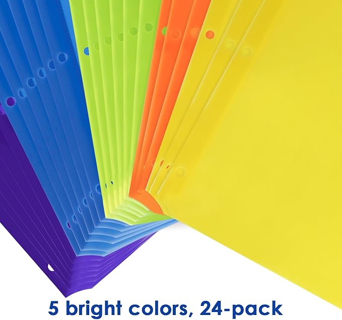 Darice 8-Tab Plastic Dividers 24 Pcs - Binder Dividers with Front Pockets and Tabs - Multicolored Plastic Divider for 3 Ring Binder - File Organization – Ideal for Office, Back to School Supplies