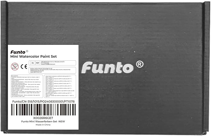 Funto Mini Watercolor Paint Set, All-In-One Walnut Wood 15-Color Premium Pocket Travel Paint Kit, with Crossbody Bag,Watercolor Journal, Metal Clip, Paint Water Cup, Water Brush Ideal for Art Lovers